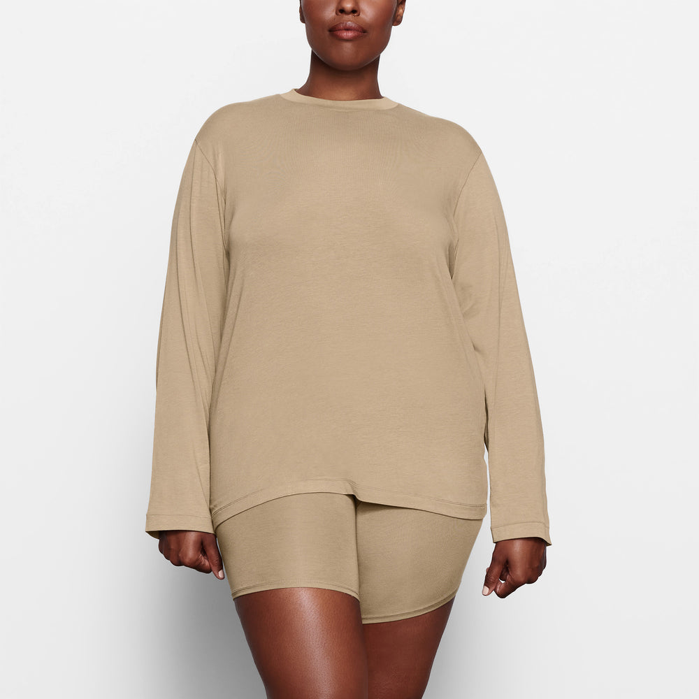 Skims BOYFRIEND LONG SLEEVE T-shirt Abrikoos | GUB-269058