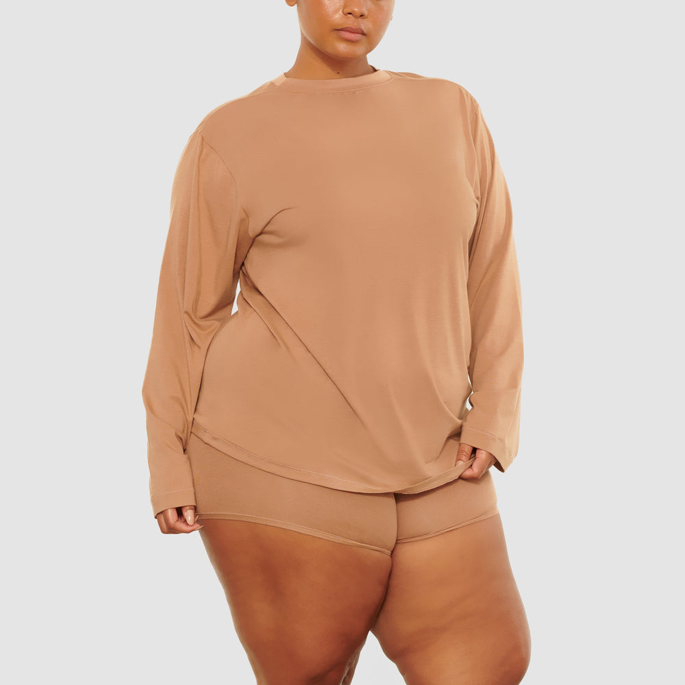 Skims BOYFRIEND LONG SLEEVE T-shirt Abrikoos | PZF-791438
