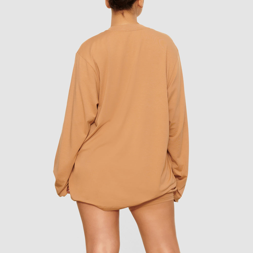 Skims BOYFRIEND LONG SLEEVE T-shirt Beige | LQR-870941