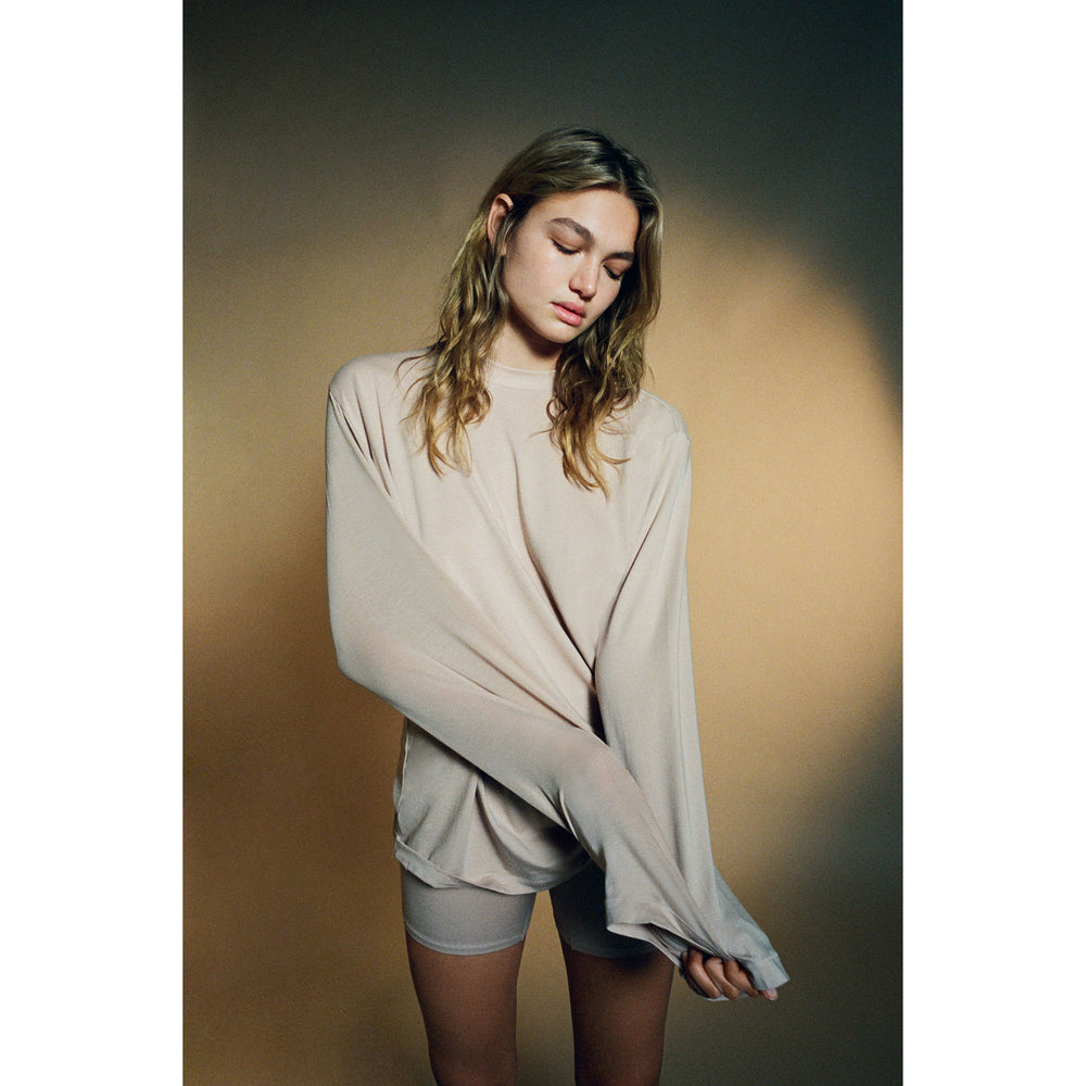 Skims BOYFRIEND LONG SLEEVE T-shirt Chocola | RUI-896417