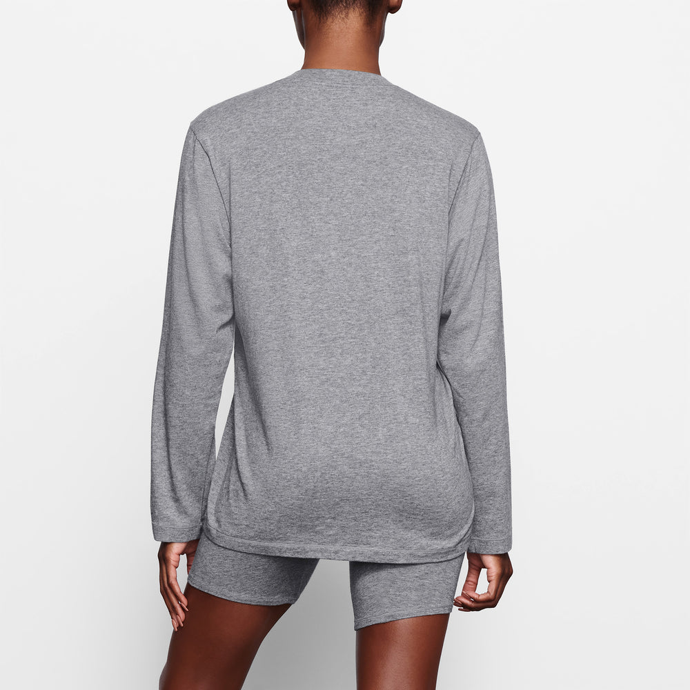 Skims BOYFRIEND LONG SLEEVE T-shirt Donkergrijs | BNK-275401