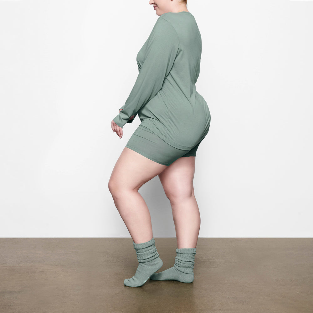 Skims BOYFRIEND LONG SLEEVE T-shirt Lichtgroen | UKP-045673