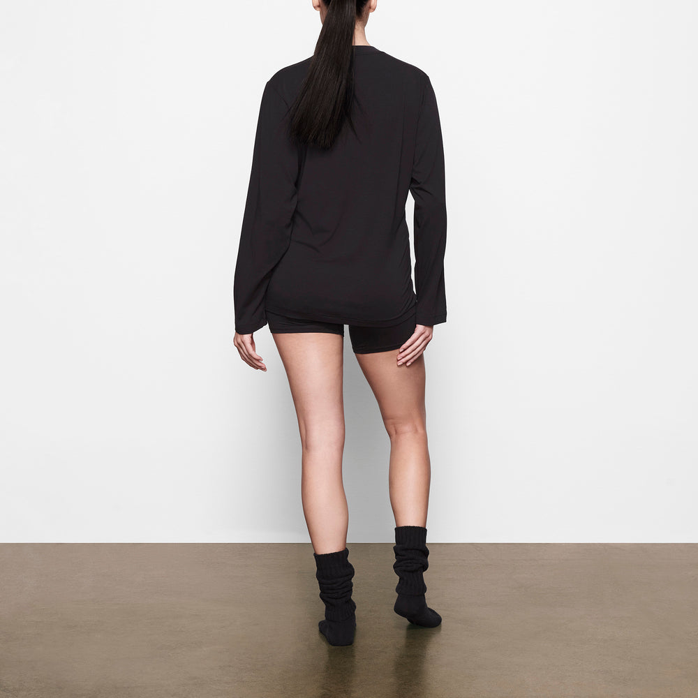 Skims BOYFRIEND LONG SLEEVE T-shirt Zwart | LKX-738156