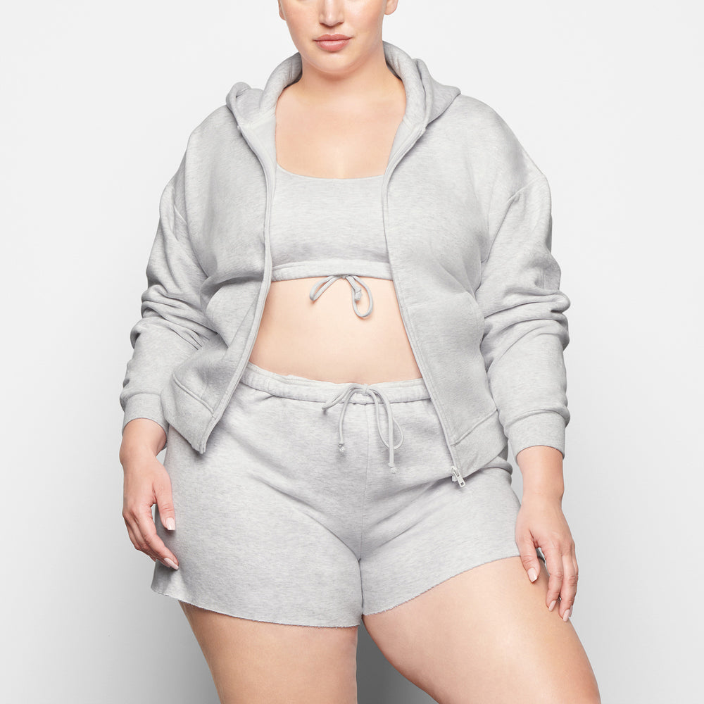Skims COTTON FLEECE ZIP UP Hoodie Lichtgrijs | MTQ-862751