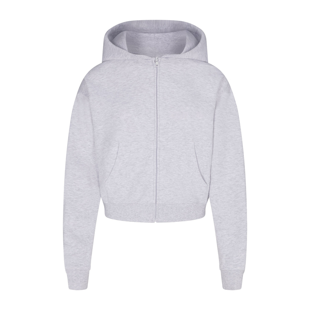 Skims COTTON FLEECE ZIP UP Hoodie Lichtgrijs | MTQ-862751