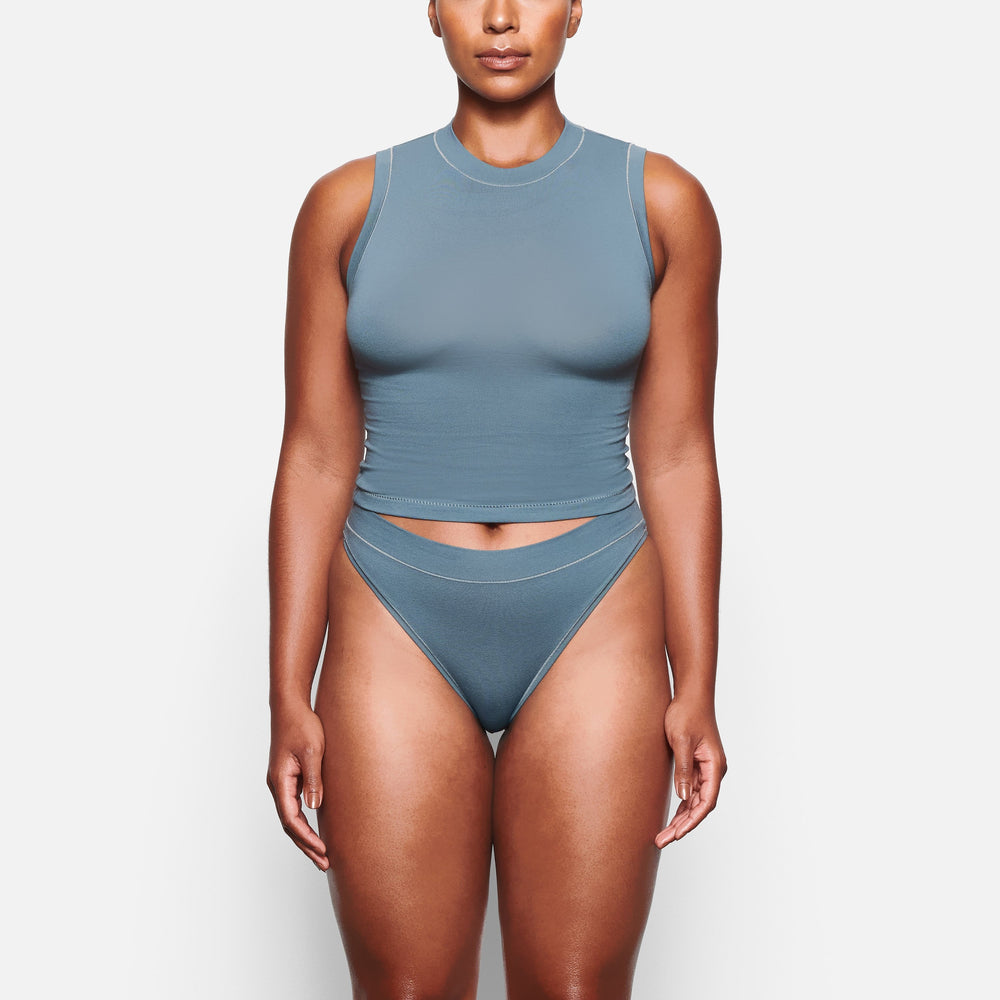 Skims COTTON JERSEY CHEEKY Tanga Blauw | XGL-397021