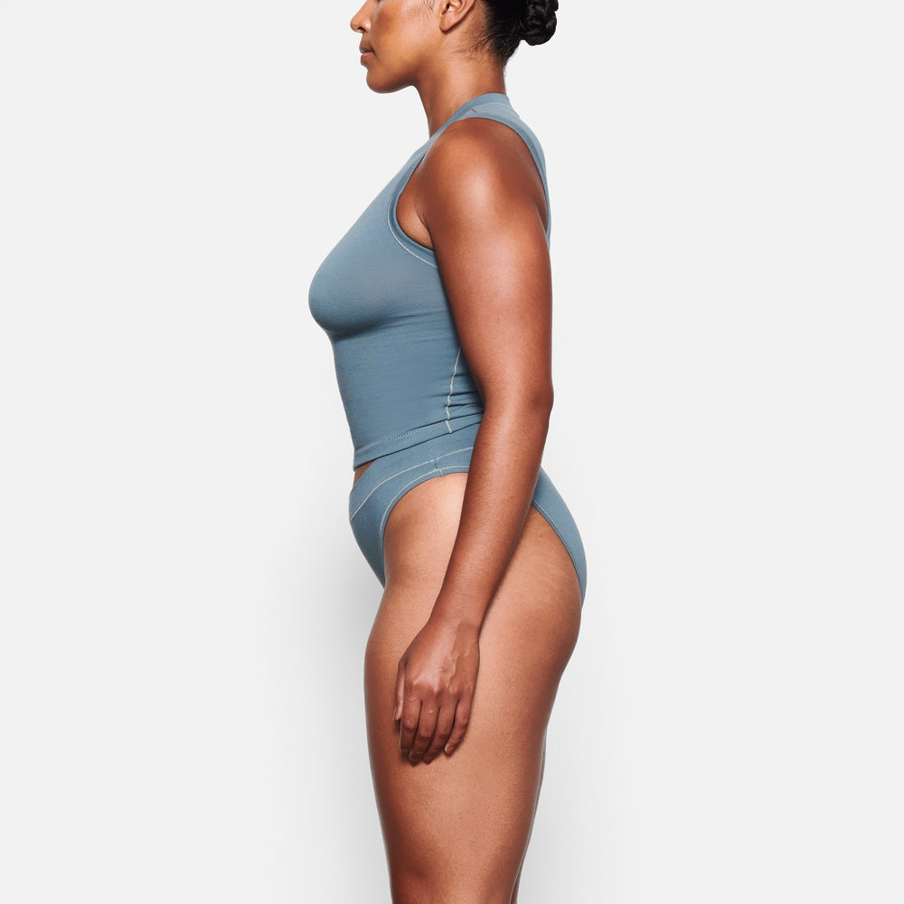 Skims COTTON JERSEY CHEEKY Tanga Blauw | XGL-397021