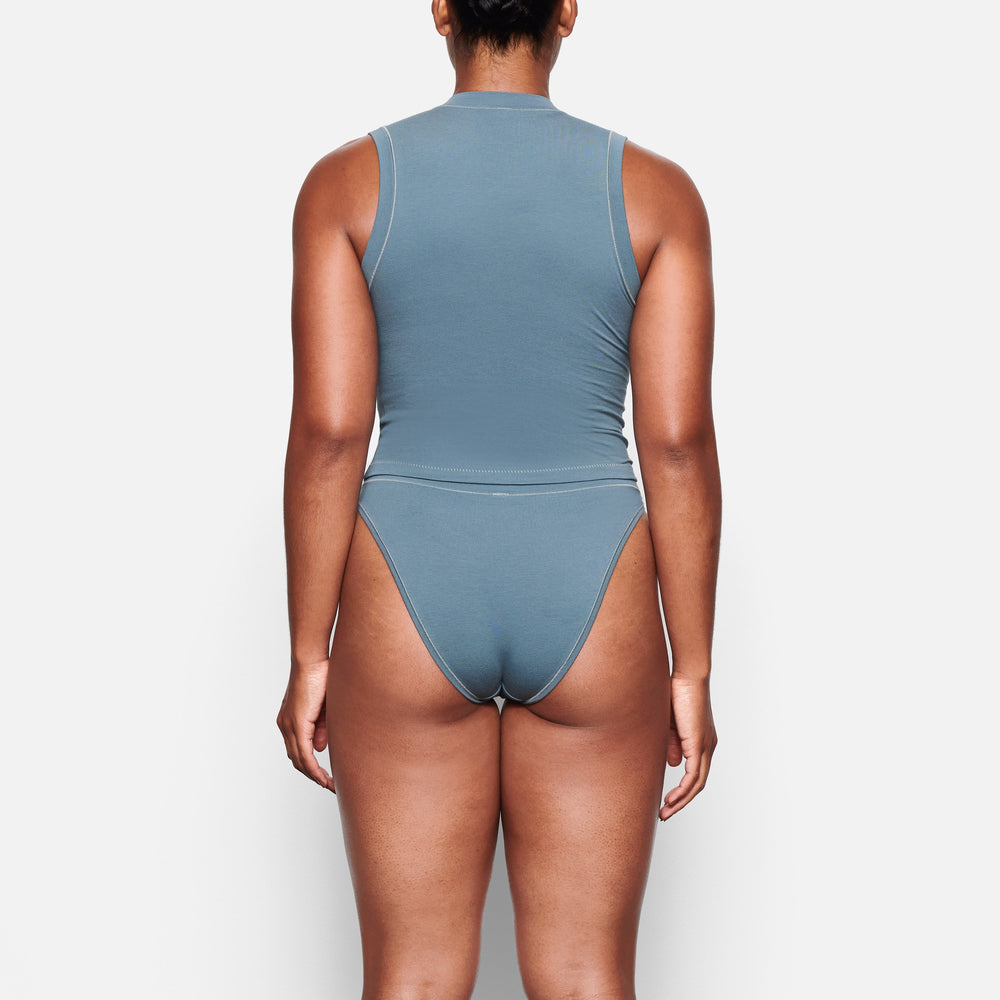 Skims COTTON JERSEY CHEEKY Tanga Blauw | XGL-397021