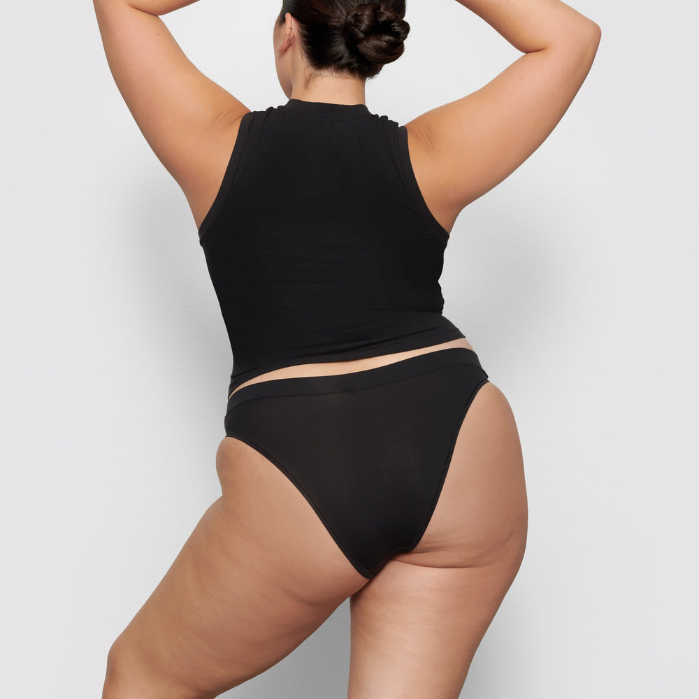 Skims COTTON JERSEY CHEEKY Tanga Zwart | IZB-072641