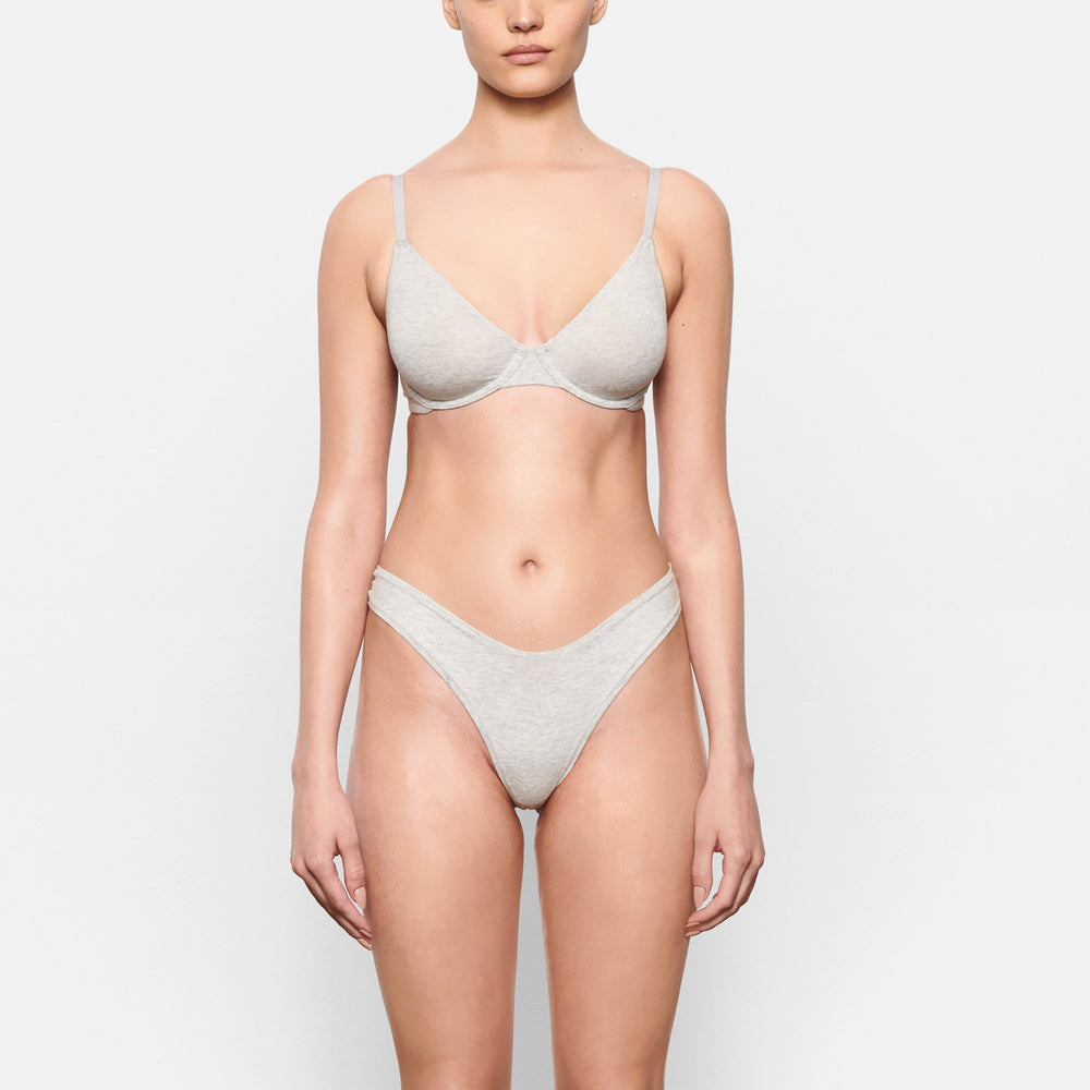 Skims COTTON JERSEY DIPPED Thong Lichtgrijs | GNY-613504