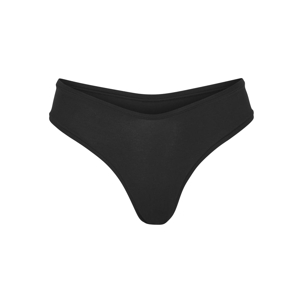 Skims COTTON JERSEY DIPPED Thong Zwart | UQX-719456
