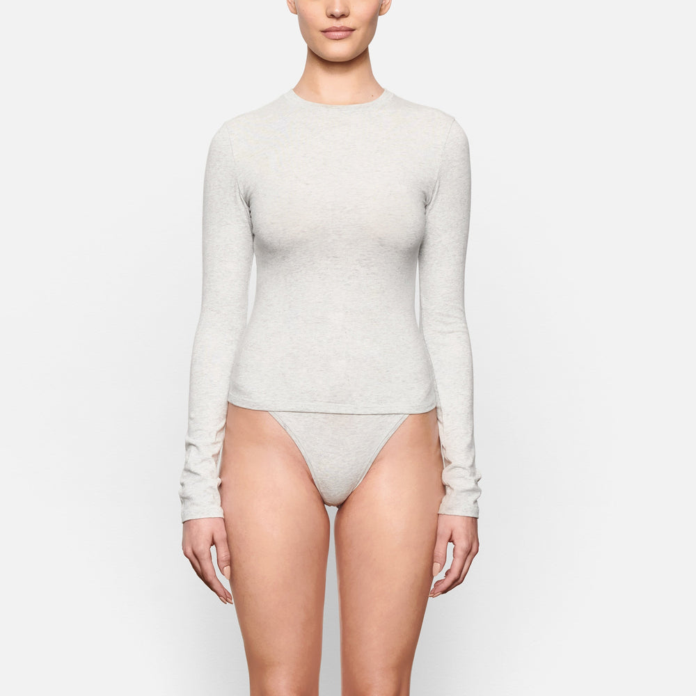 Skims COTTON JERSEY LONG SLEEVE T-shirt Lichtgrijs | BPW-256309