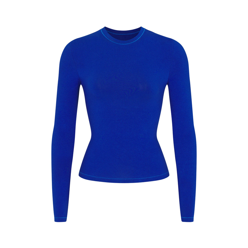 Skims COTTON JERSEY LONG SLEEVE T-shirt Blauw | DFH-427861