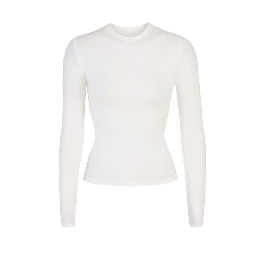 Skims COTTON JERSEY LONG SLEEVE T-shirt Wit | HPI-861205