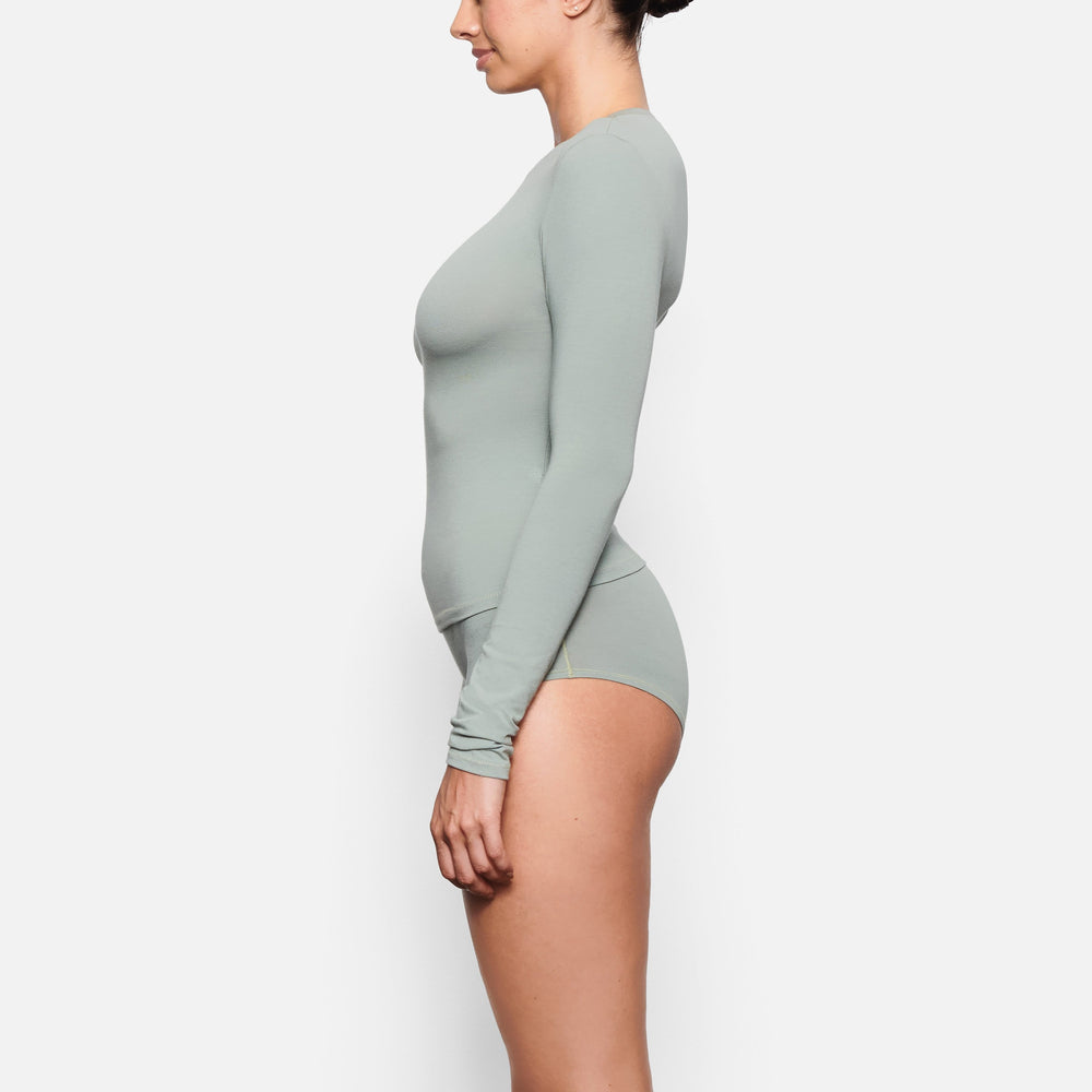 Skims COTTON JERSEY LONG SLEEVE T-shirt Blauw | RJL-347861