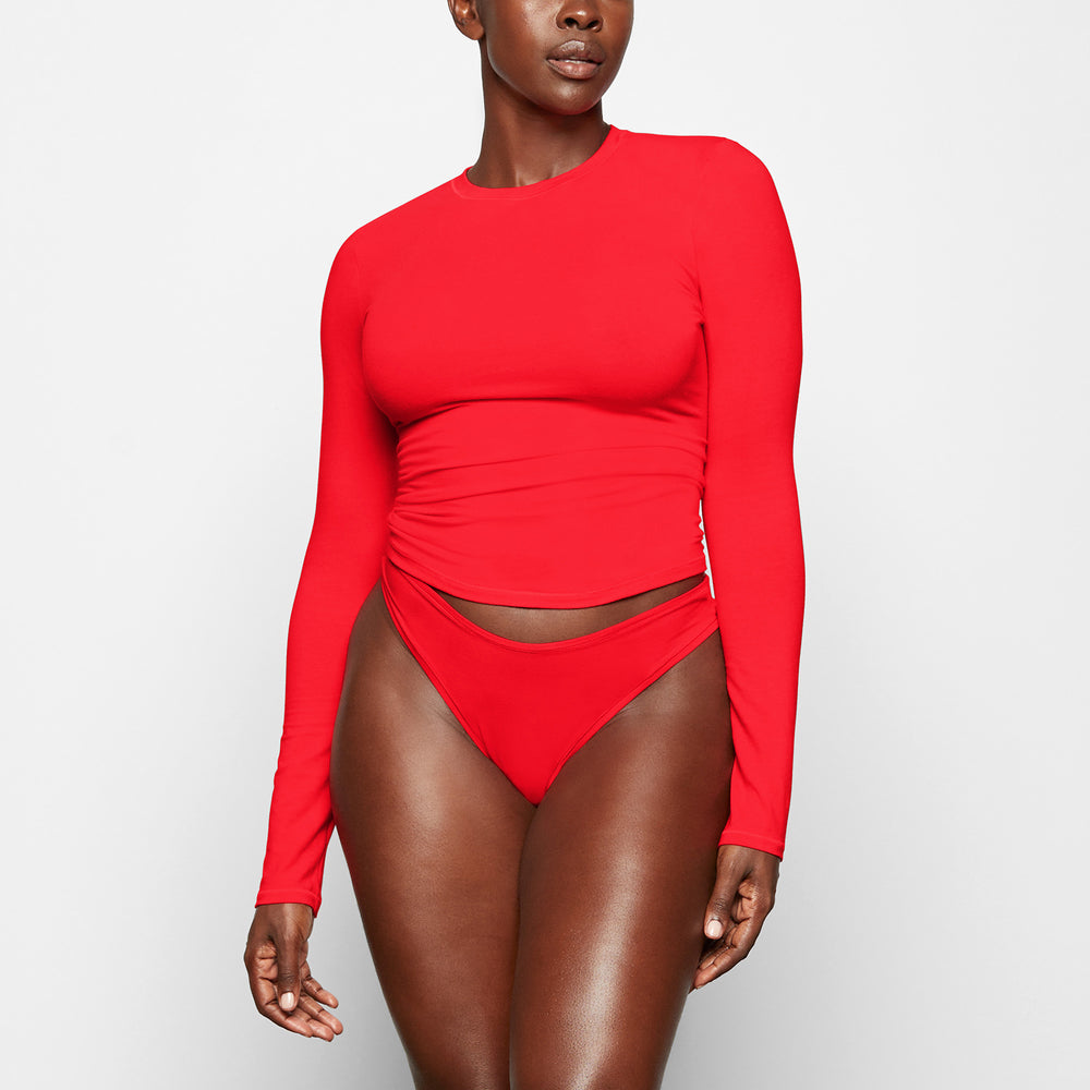 Skims COTTON JERSEY LONG SLEEVE T-shirt Rood | UEZ-285704