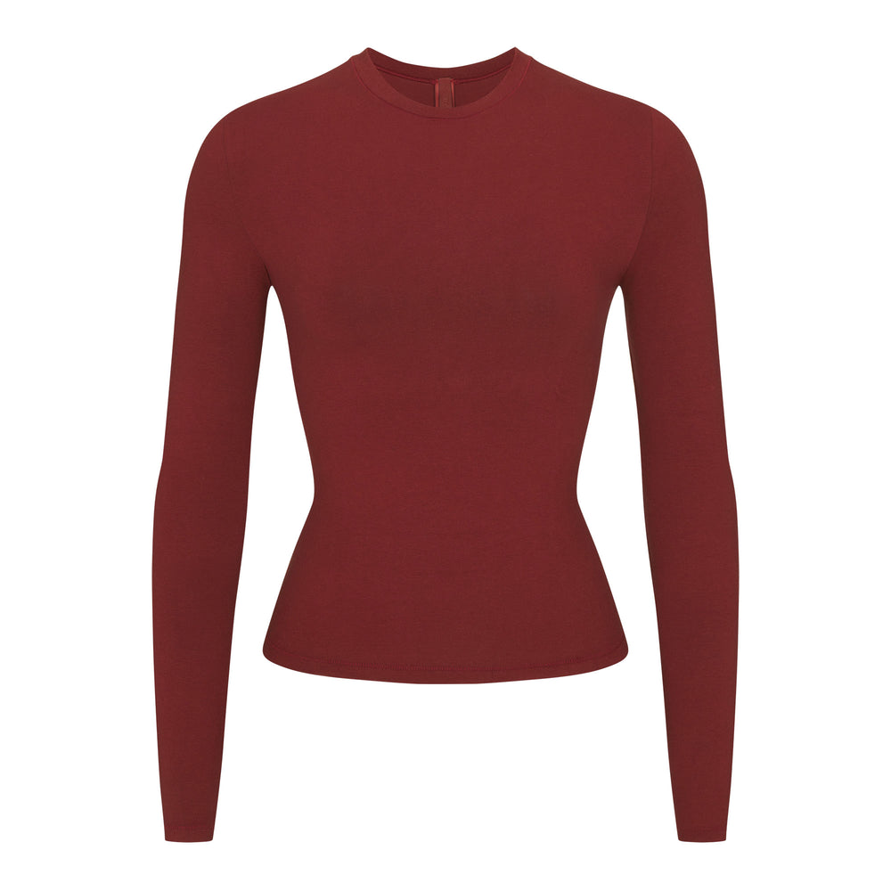 Skims COTTON JERSEY LONG SLEEVE T-shirt Dieprood | UVG-507431
