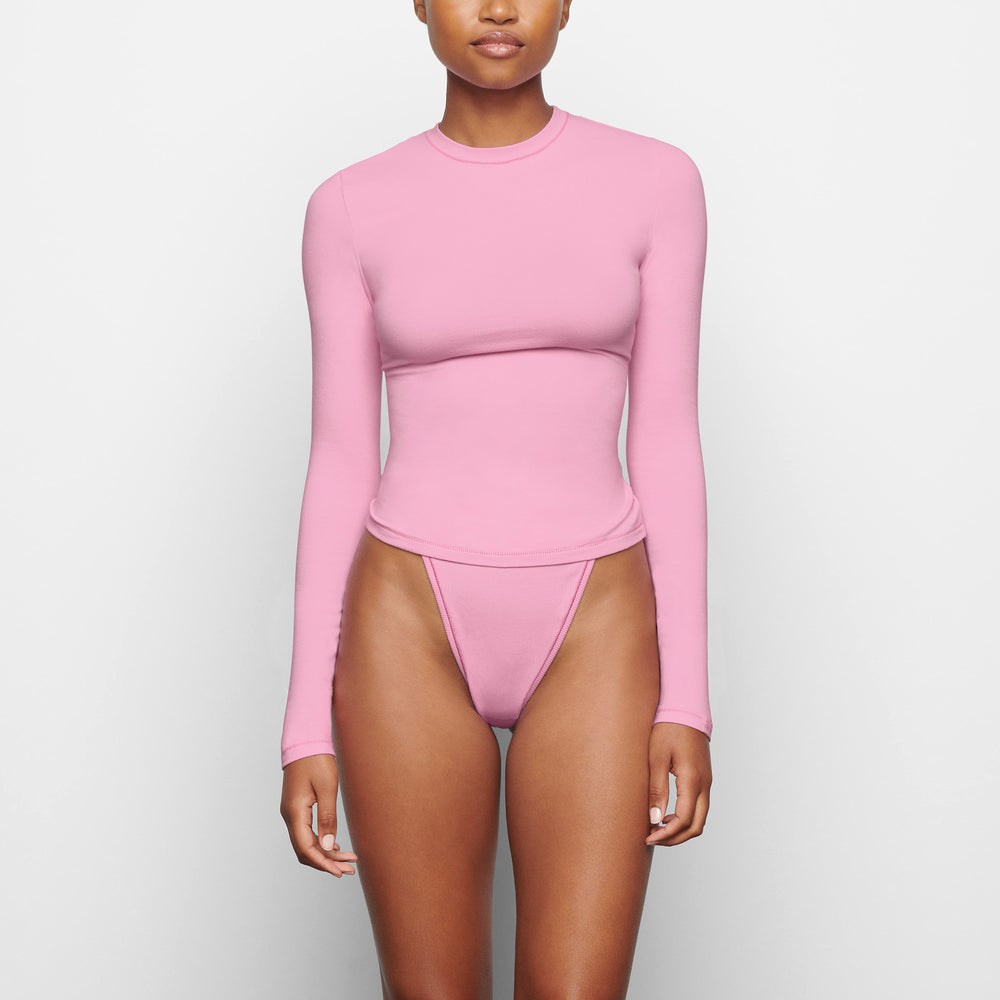 Skims COTTON JERSEY LONG SLEEVE T-shirt Roze | XLF-629570