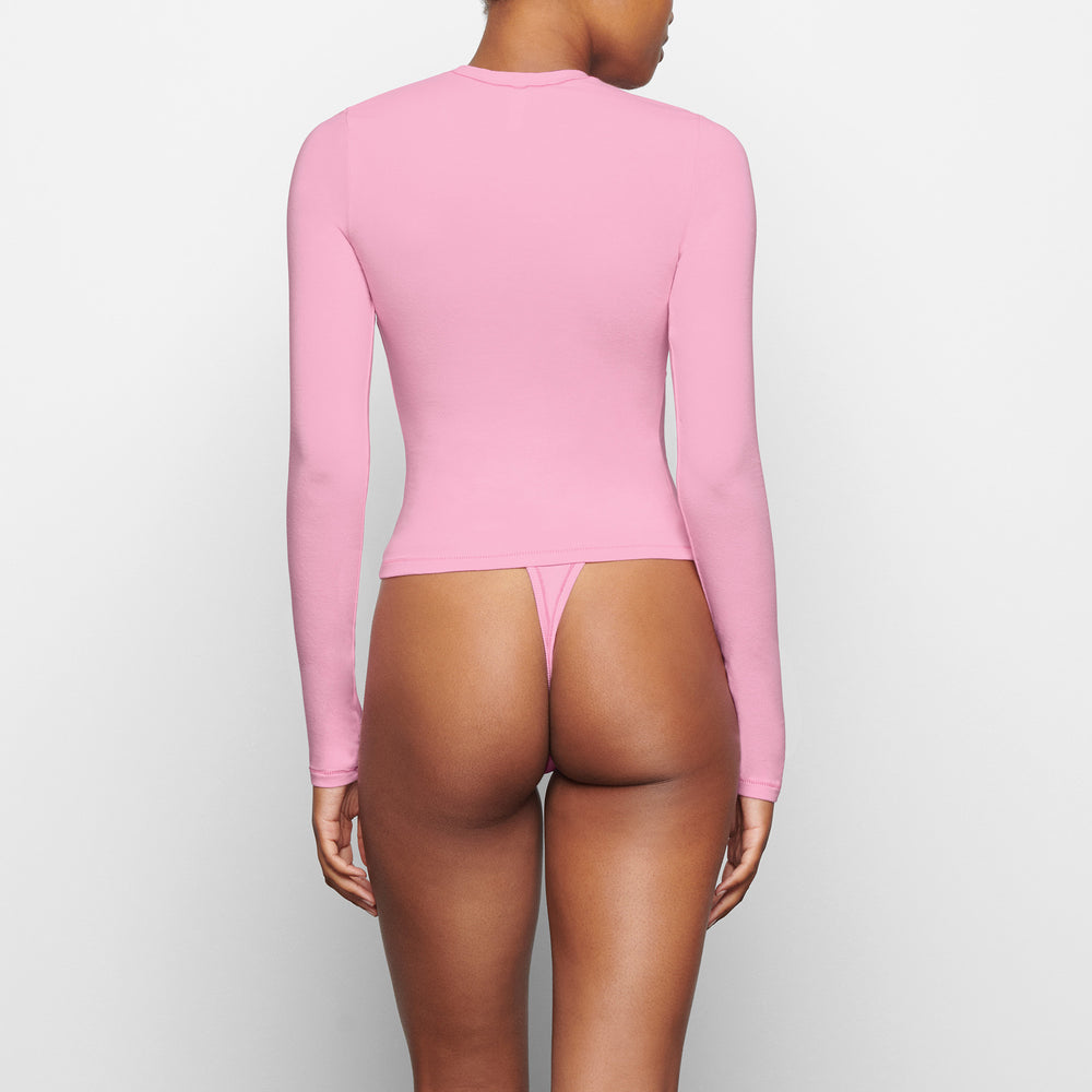 Skims COTTON JERSEY LONG SLEEVE T-shirt Roze | XLF-629570