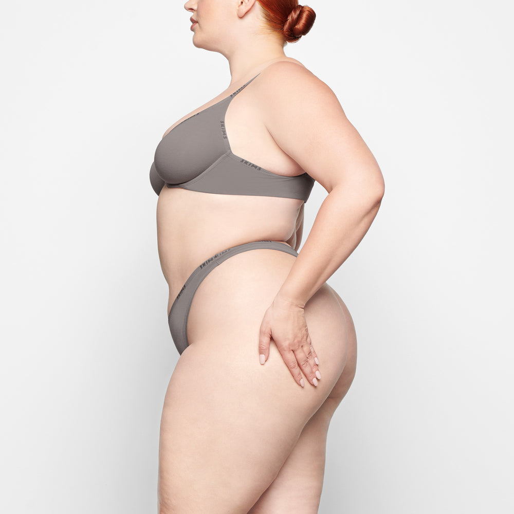 Skims COTTON LOGO DIPPED Thong Grijs | DUK-507298