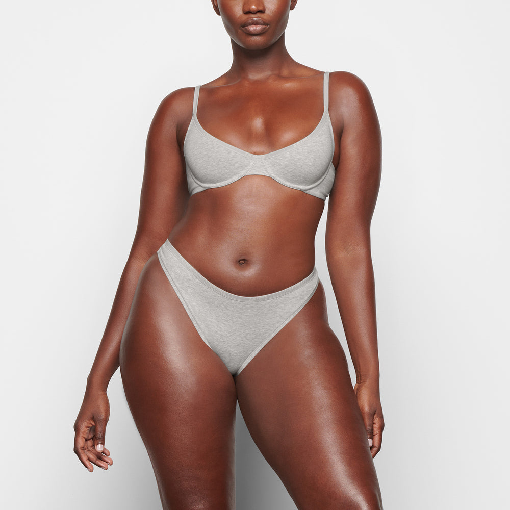 Skims COTTON LOGO DIPPED Thong Lichtgrijs | XSI-730965
