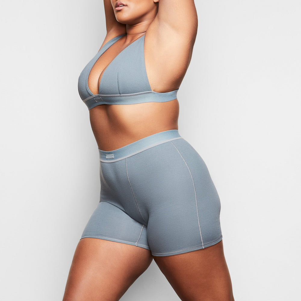 Skims COTTON RIB Boxer Shorts Blauw | UTH-781452