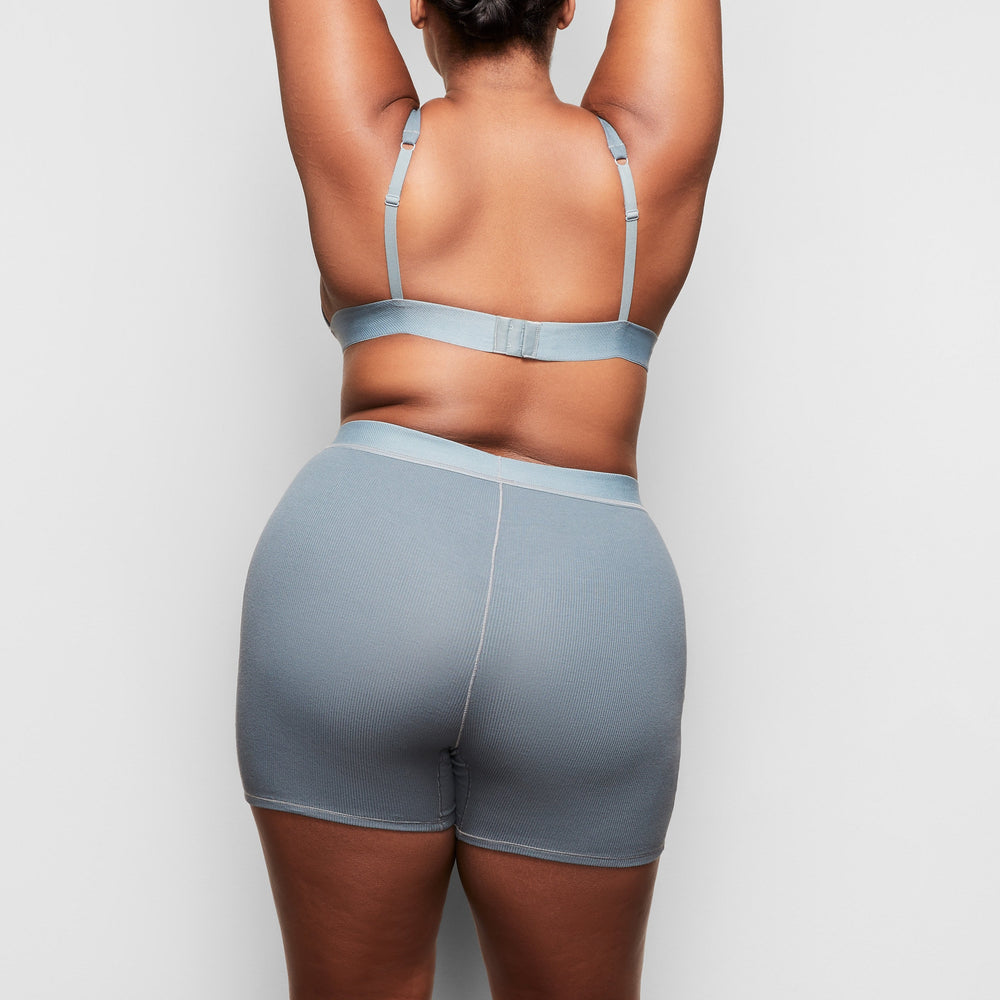 Skims COTTON RIB Boxer Shorts Blauw | UTH-781452