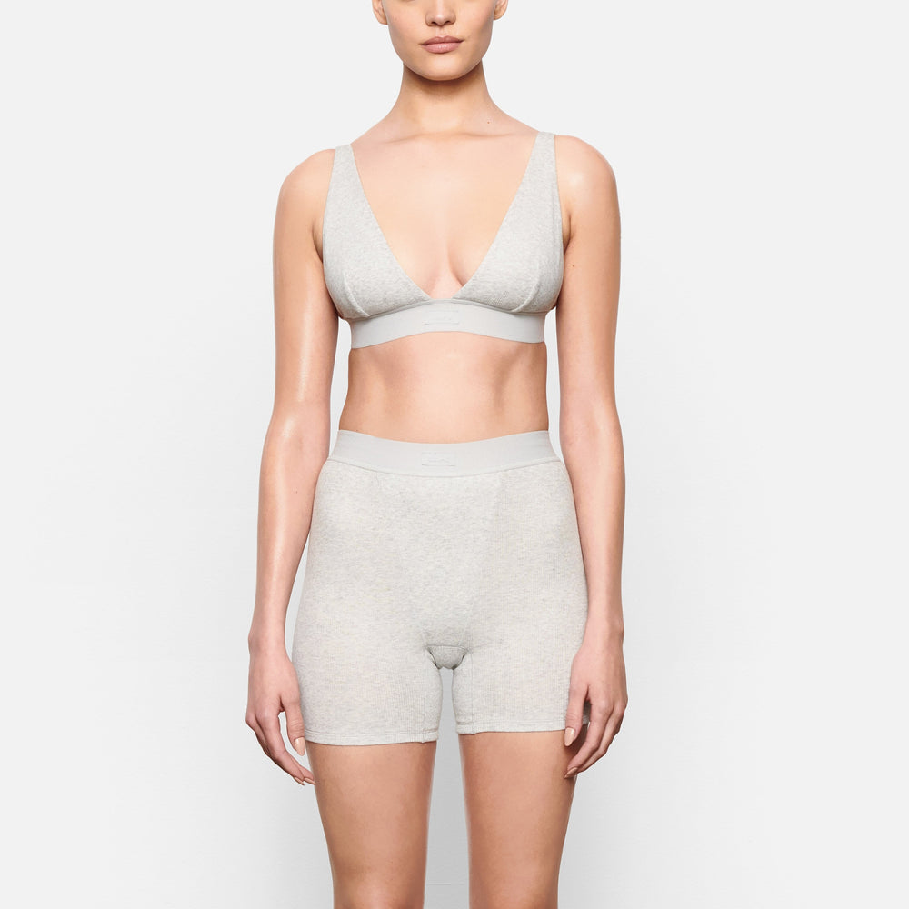Skims COTTON RIB Boxer Shorts Lichtgrijs | SZQ-730514