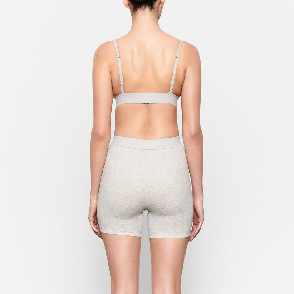 Skims COTTON RIB Boxer Shorts Lichtgrijs | SZQ-730514