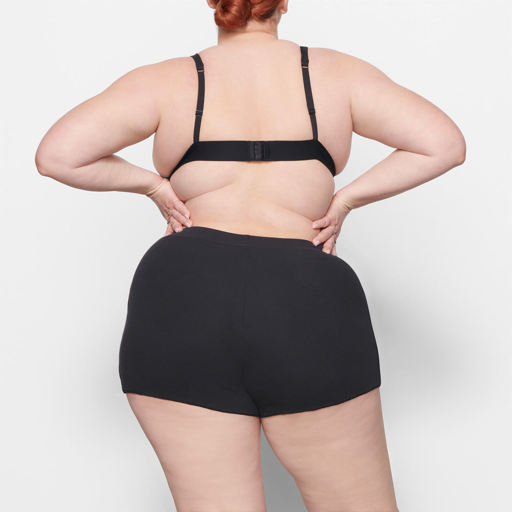 Skims COTTON RIB DRAWSTRING Korte Broek Zwart | WMG-417358