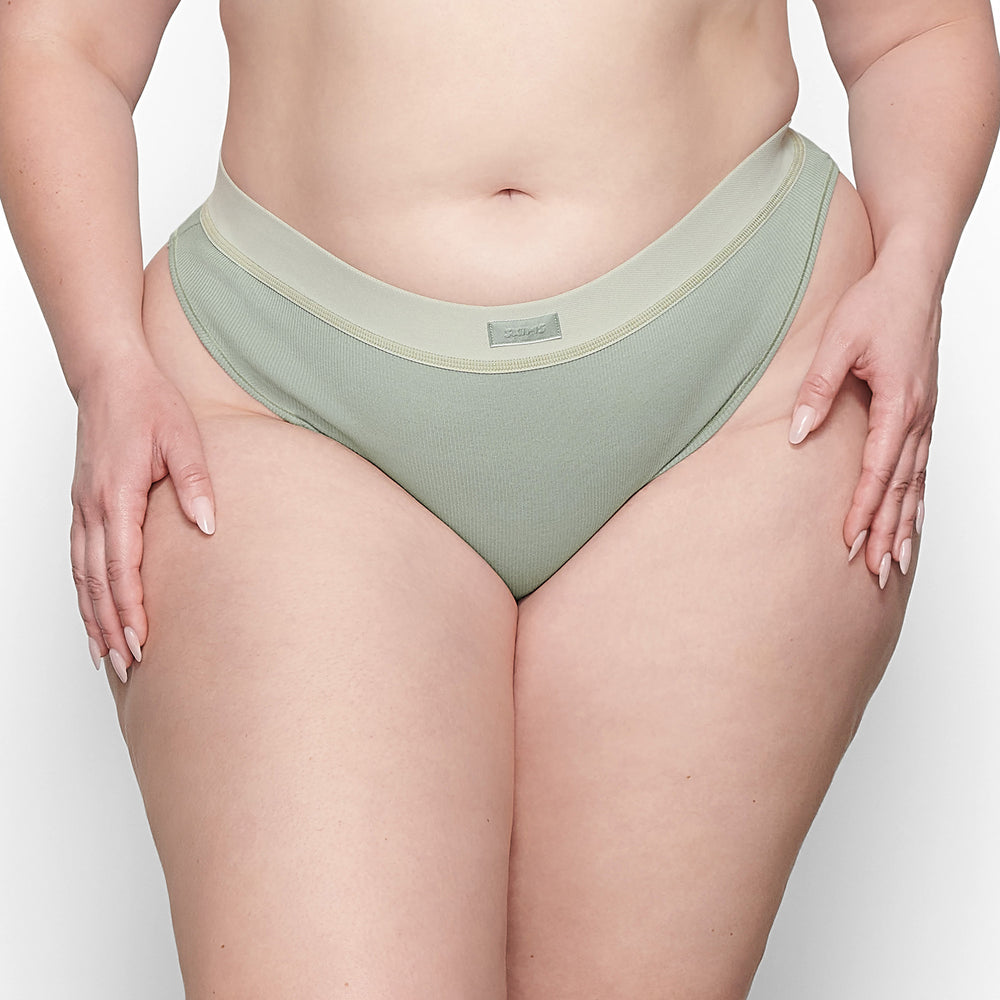 Skims COTTON RIB MID RISE Brief Blauw | EGM-823641
