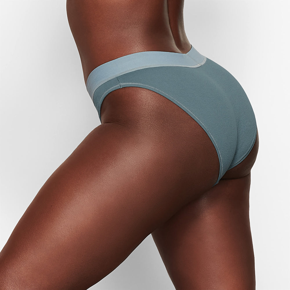 Skims COTTON RIB MID RISE Brief Blauw | NFT-368572