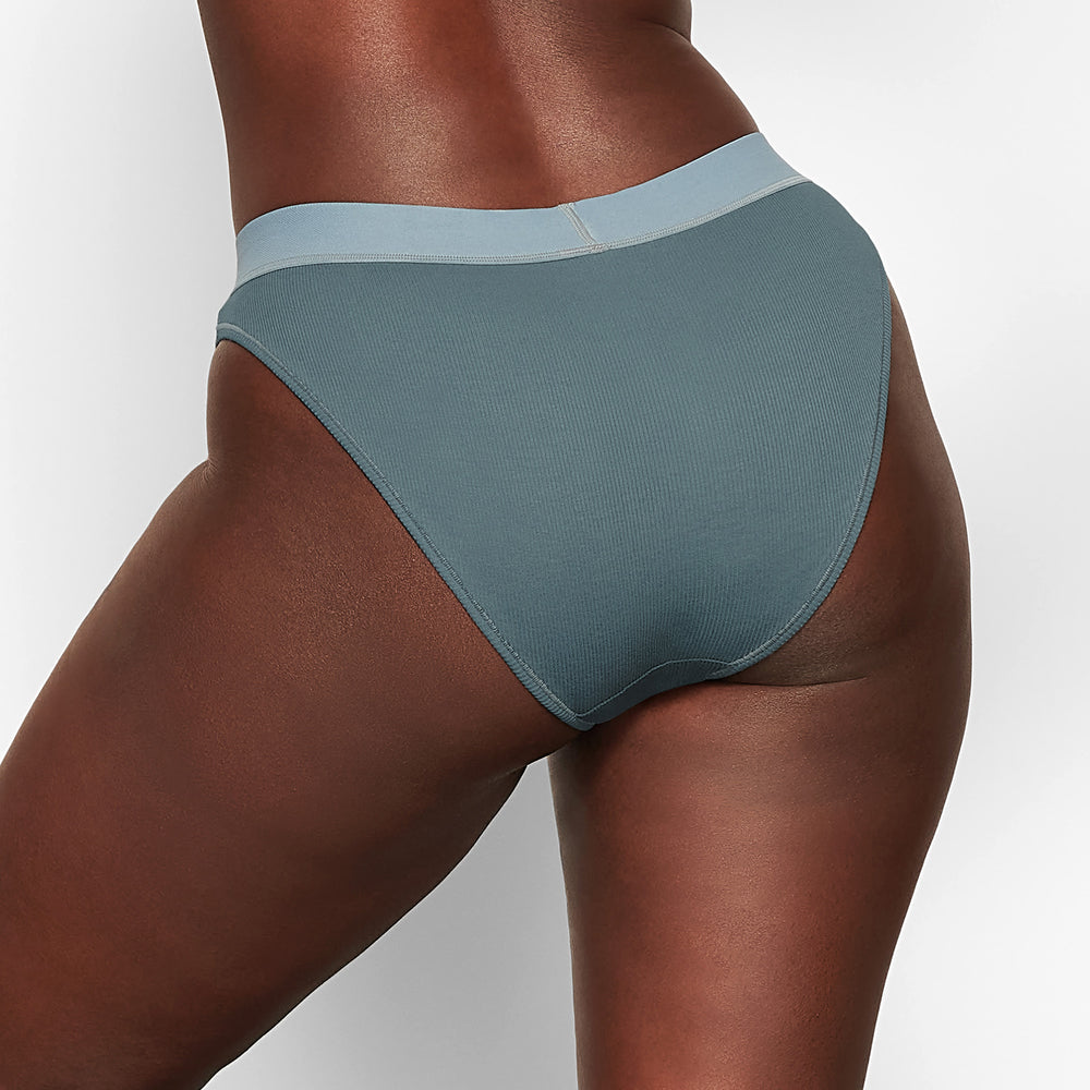 Skims COTTON RIB MID RISE Brief Blauw | NFT-368572