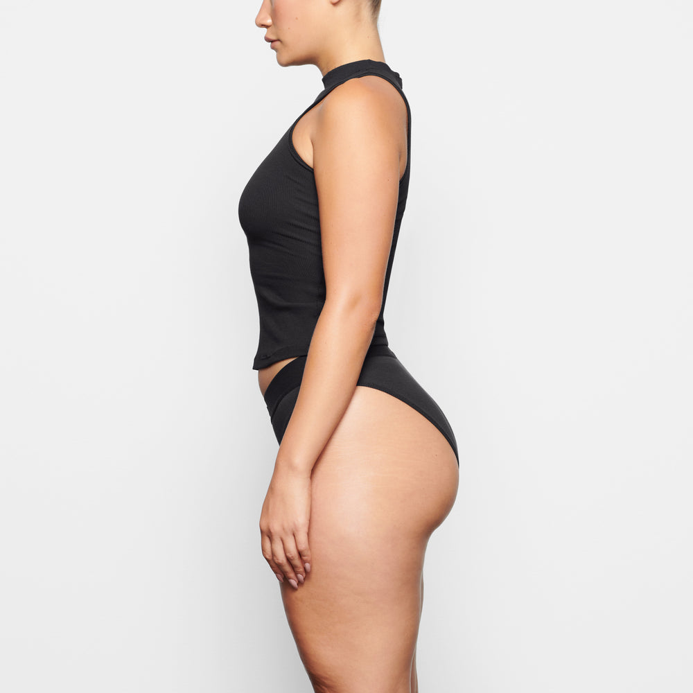 Skims COTTON RIB MID RISE Brief Zwart | LFT-463051