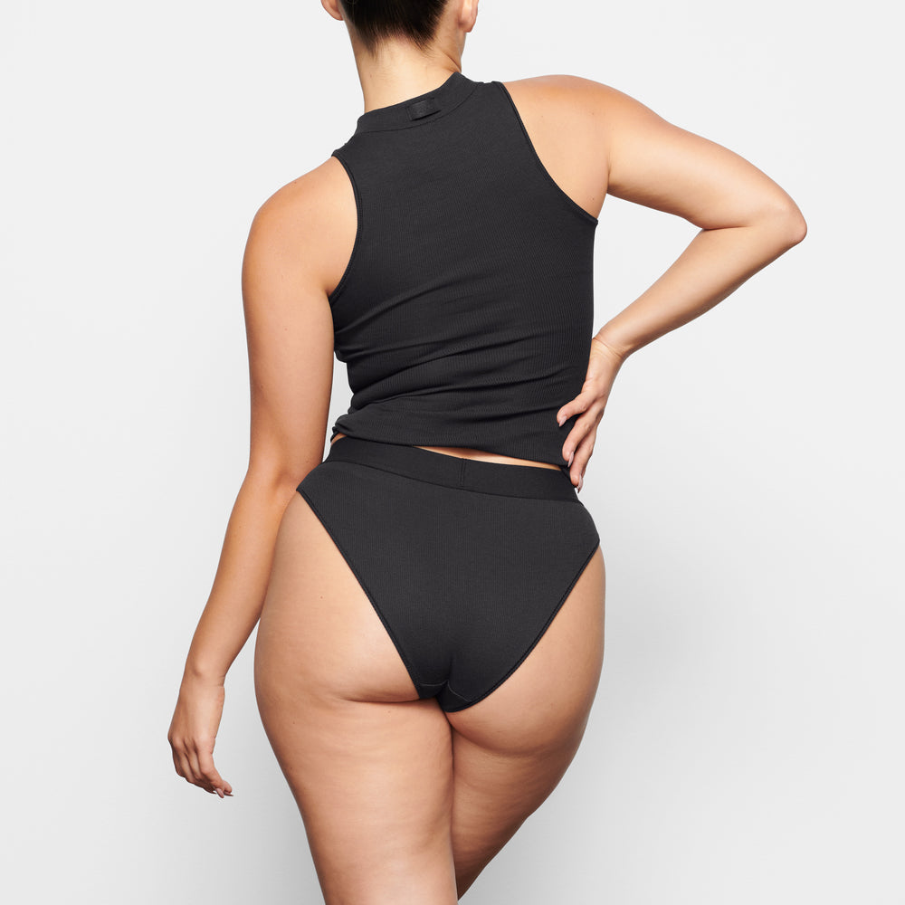 Skims COTTON RIB MID RISE Brief Zwart | LFT-463051