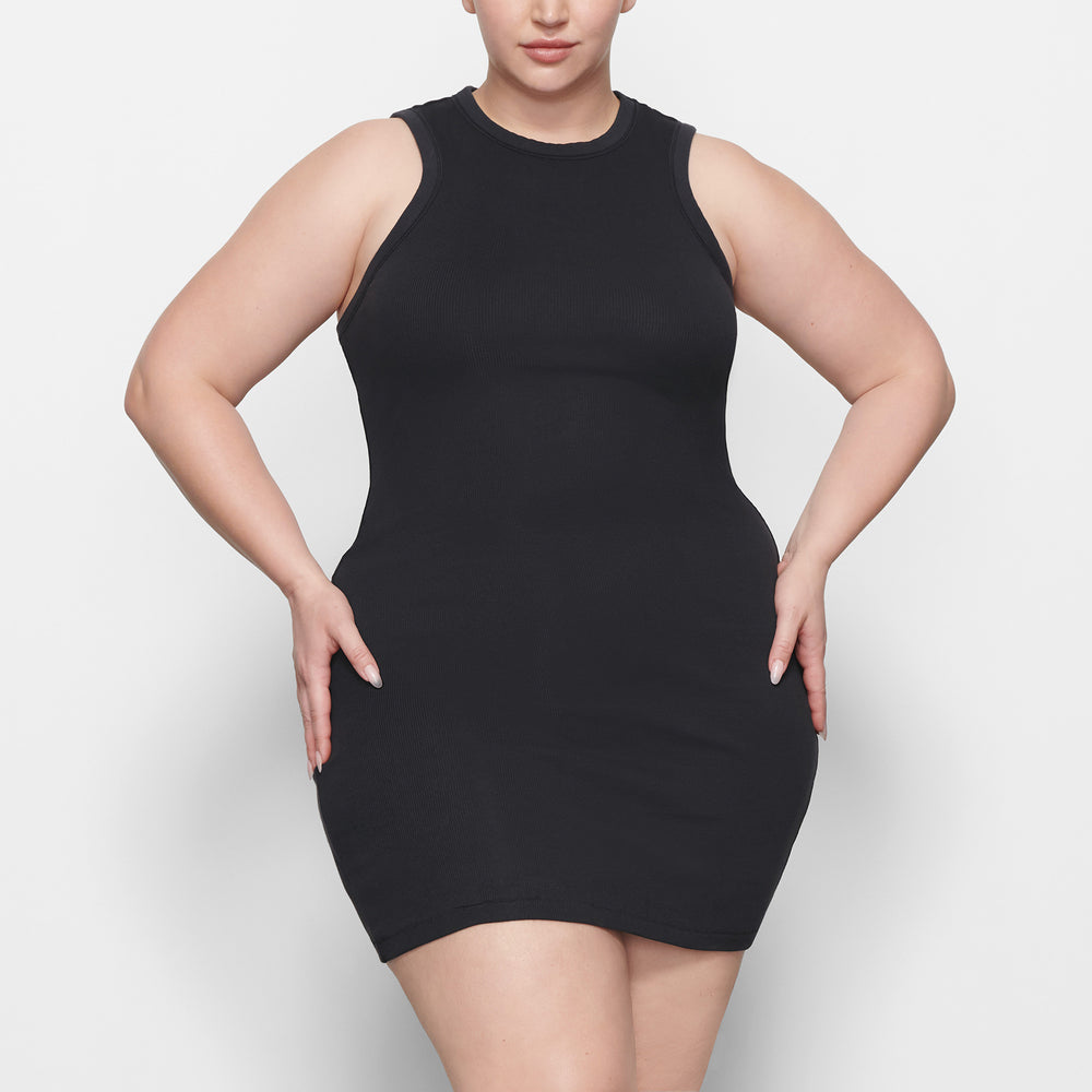 Skims COTTON RIB TANK Dress Zwart | MHD-427690