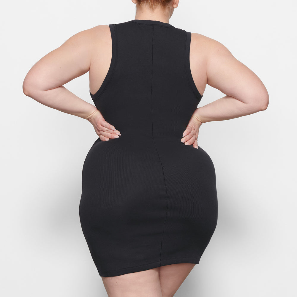 Skims COTTON RIB TANK Dress Zwart | MHD-427690