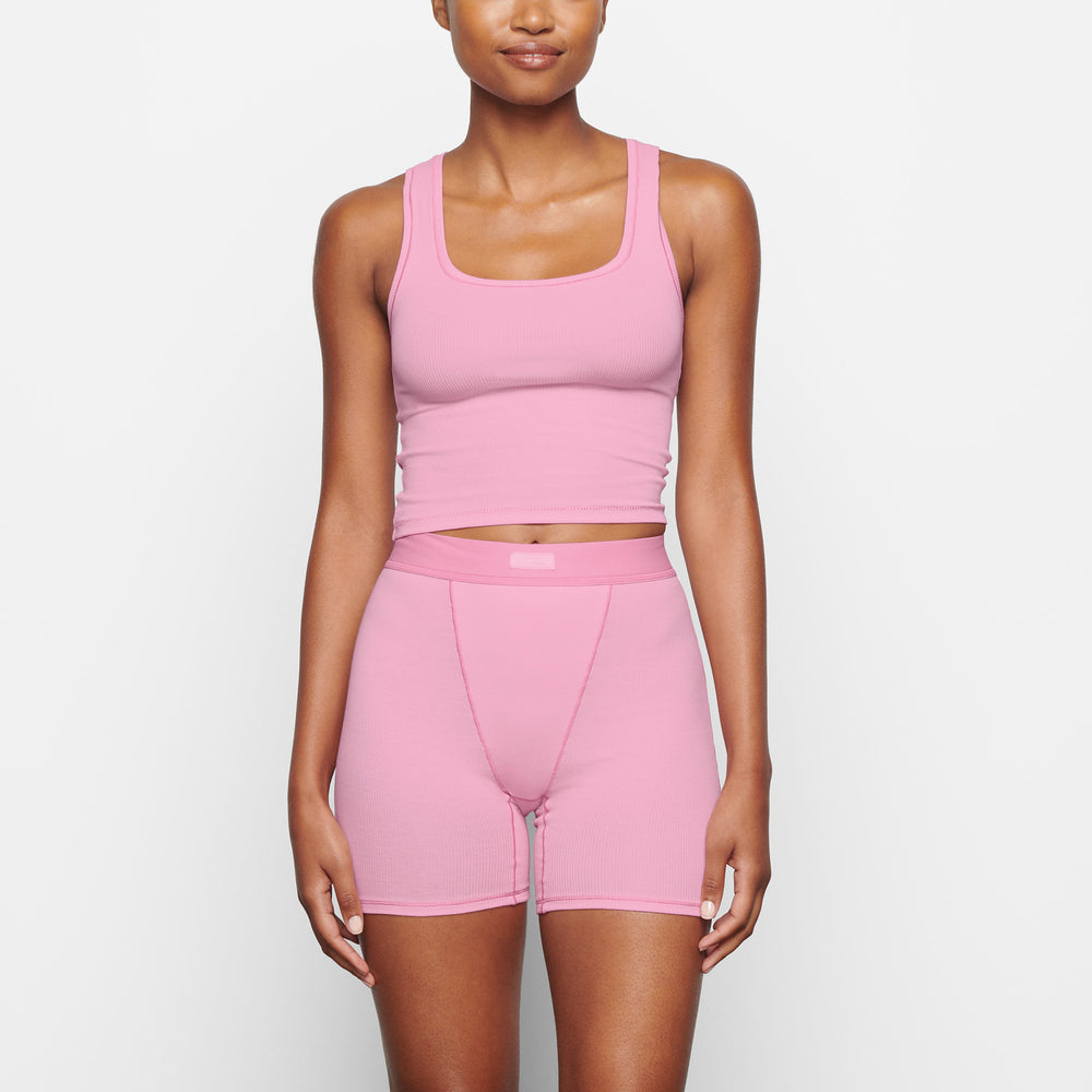 Skims COTTON RIB Tank Roze | XSM-320756