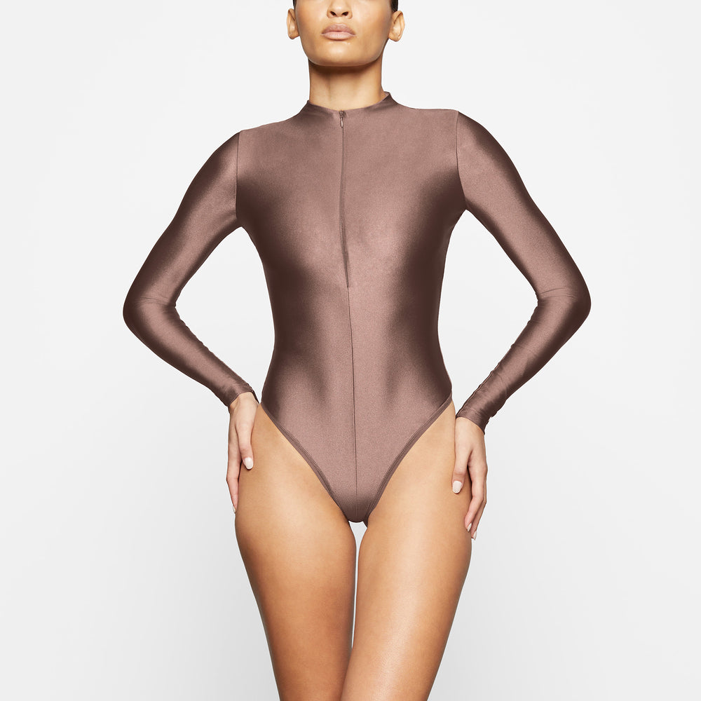 Skims DISCO Long Sleeve Bodysuit Bruin | ONR-284169