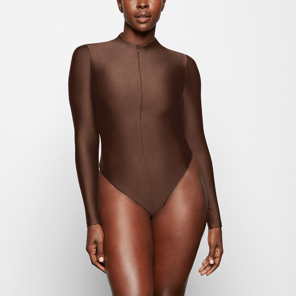 Skims DISCO Long Sleeve Bodysuit Chocola | BJN-876203