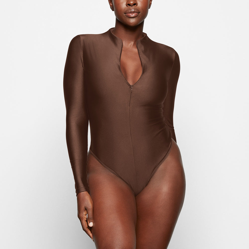 Skims DISCO Long Sleeve Bodysuit Chocola | BJN-876203