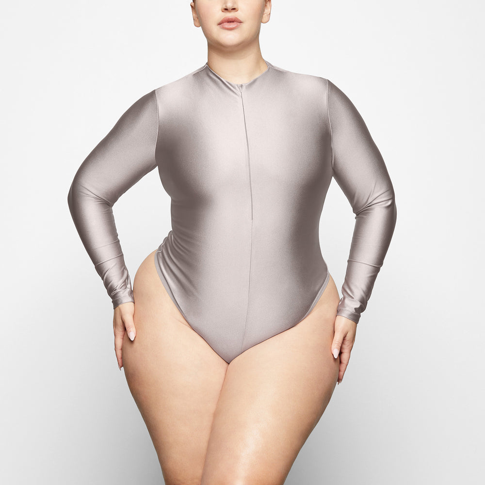 Skims DISCO Long Sleeve Bodysuit Zilver | ZBA-608193