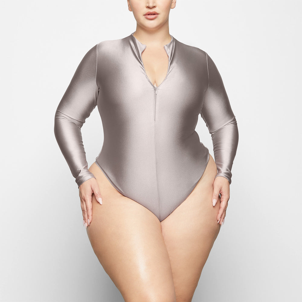 Skims DISCO Long Sleeve Bodysuit Zilver | ZBA-608193