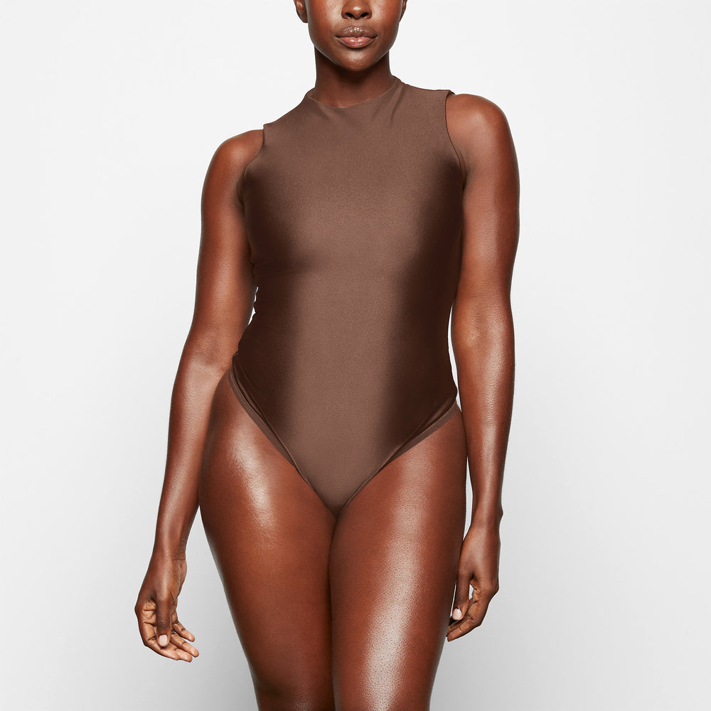 Skims DISCO SLEEVELESS Mock Neck Bodysuit Chocola | PGY-182504