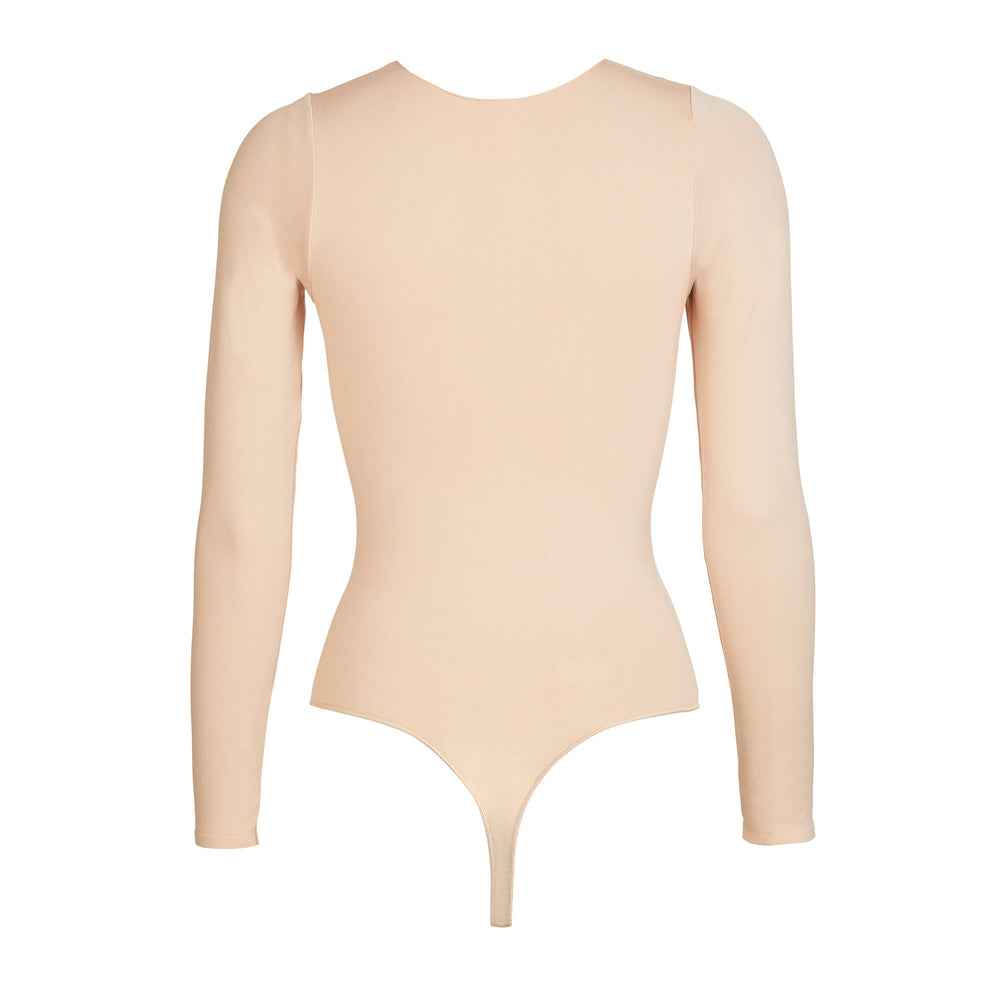 Skims ESSENTIAL CREW NECK Long Sleeve Bodysuit Bruin Grijs | CEN-215967