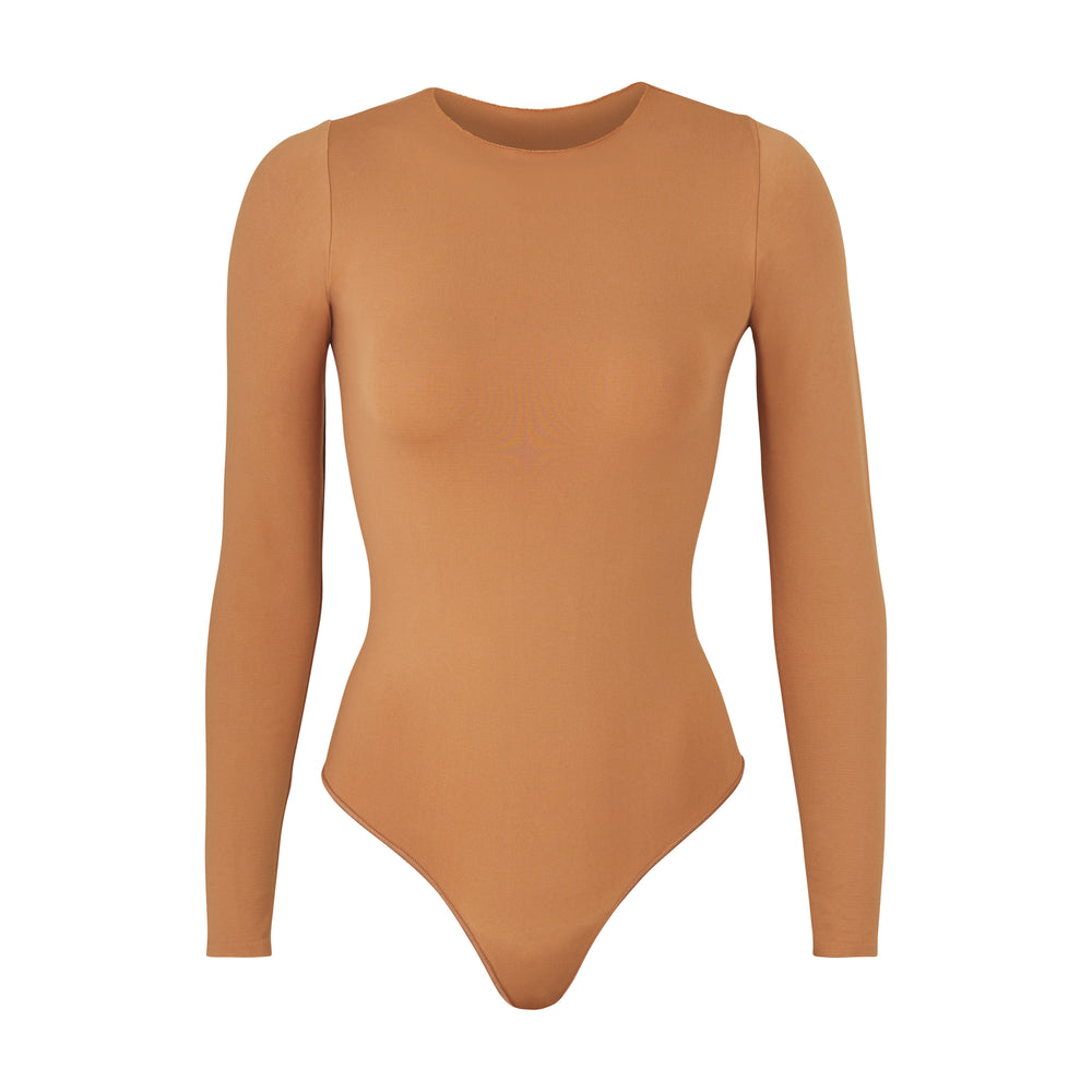 Skims ESSENTIAL CREW NECK Long Sleeve Bodysuit Bruin | YPG-198504