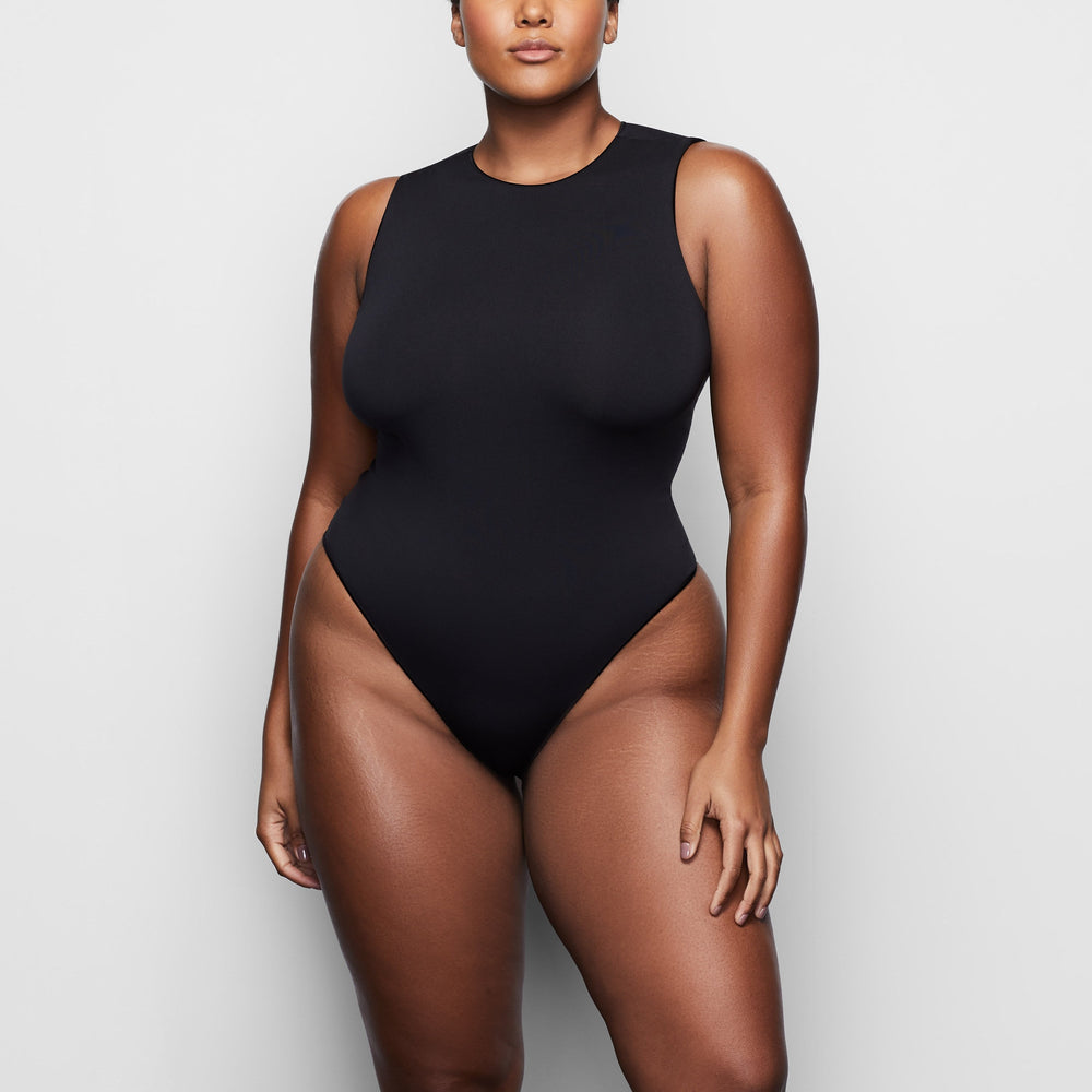 Skims ESSENTIAL CREW NECK Sleeveless Bodysuit Zwart | DRB-728315