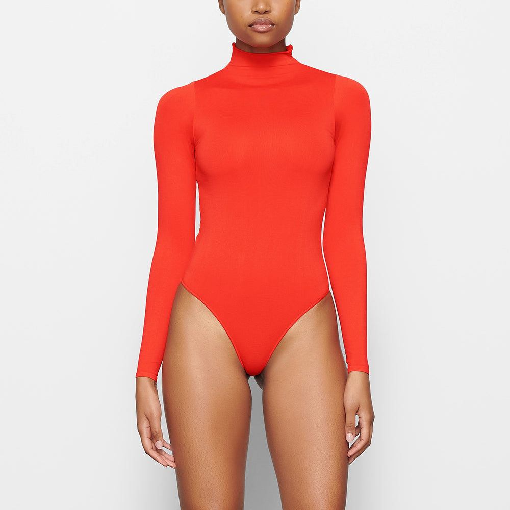 Skims ESSENTIAL MOCK NECK Long Sleeve Bodysuit Rood | LJB-240781