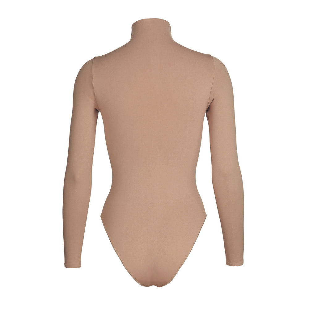 Skims ESSENTIAL MOCK NECK Long Sleeve Bodysuit Abrikoos | QDL-528437