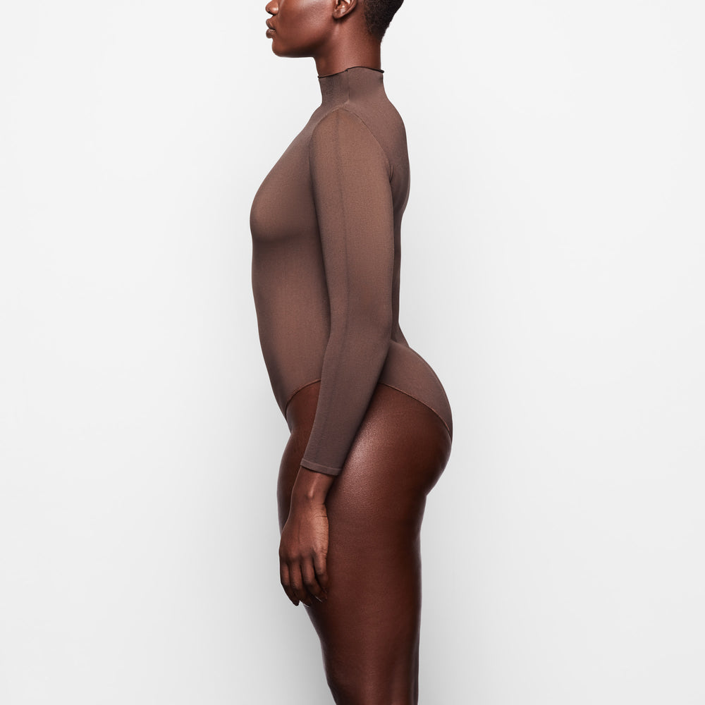 Skims ESSENTIAL MOCK NECK Long Sleeve Bodysuit Koffie | QXM-934025